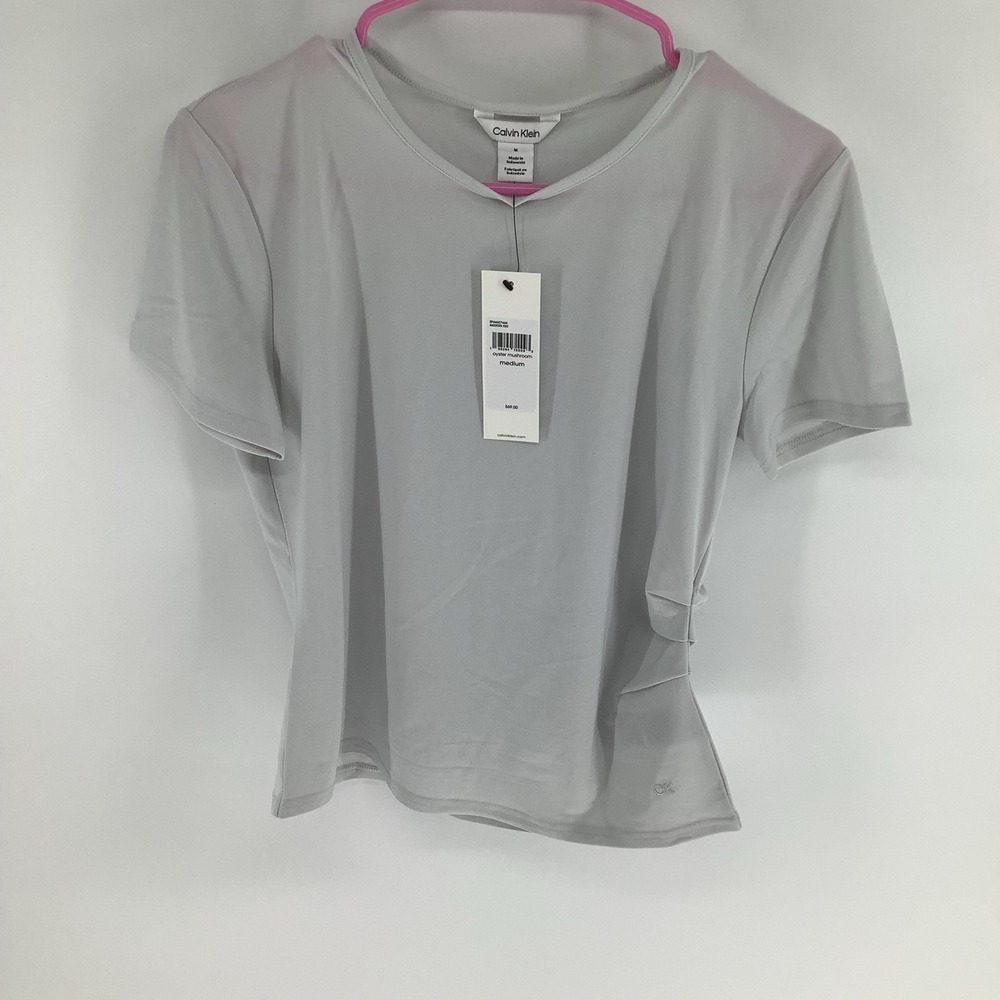 Calvin Klein Performance Womens Gray V-Neck Short Sleeve Top M